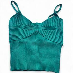 Green so ribbed Women's medium SO brand Crop Top sweater ribbed